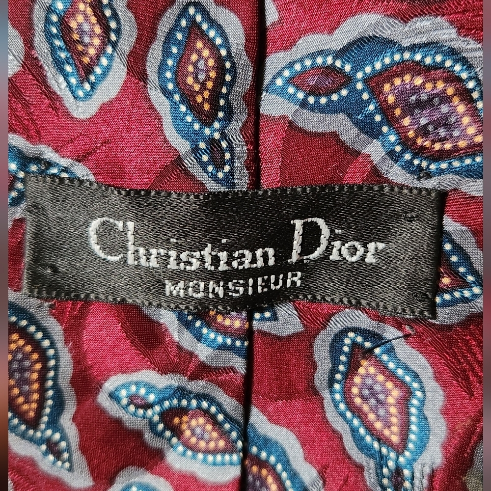 Christian Dior Monsieur Paisley Tie Red Blue Gray